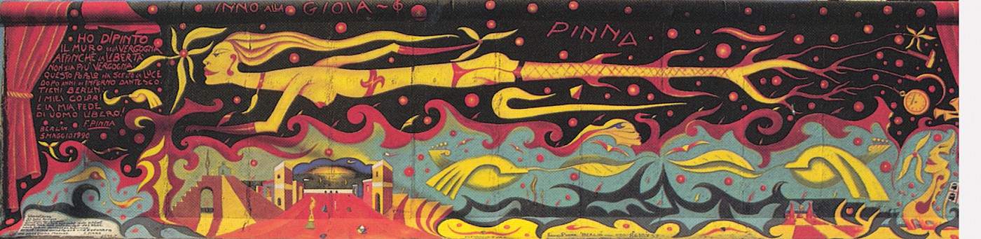 East Side Gallery: Fulvio Pinna, Hymne an die Freude, 1990 © Stiftung Berliner Mauer, Postkarte