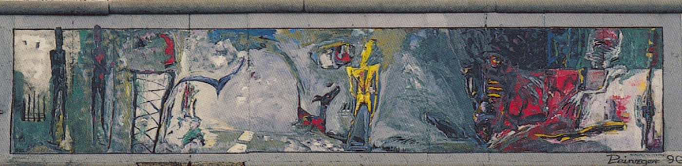 East Side Gallery: Peter Peinzger, Stadtmenschen, 1990 © Stiftung Berliner Mauer, Postkarte