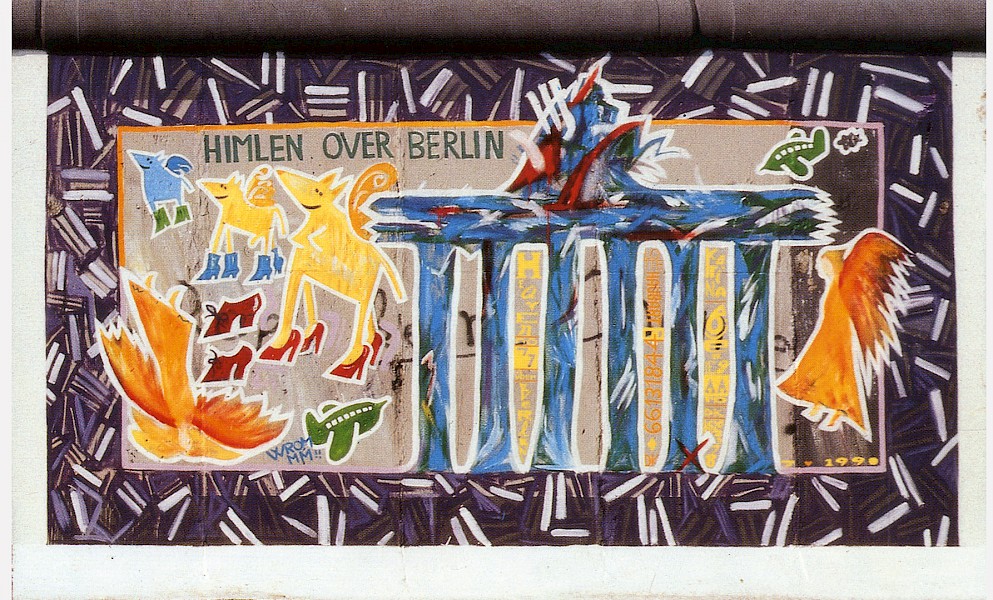 East Side Gallery: Karina Bjerregaard, Himlen over Berlin, 1990 © Stiftung Berliner Mauer, Postkarte