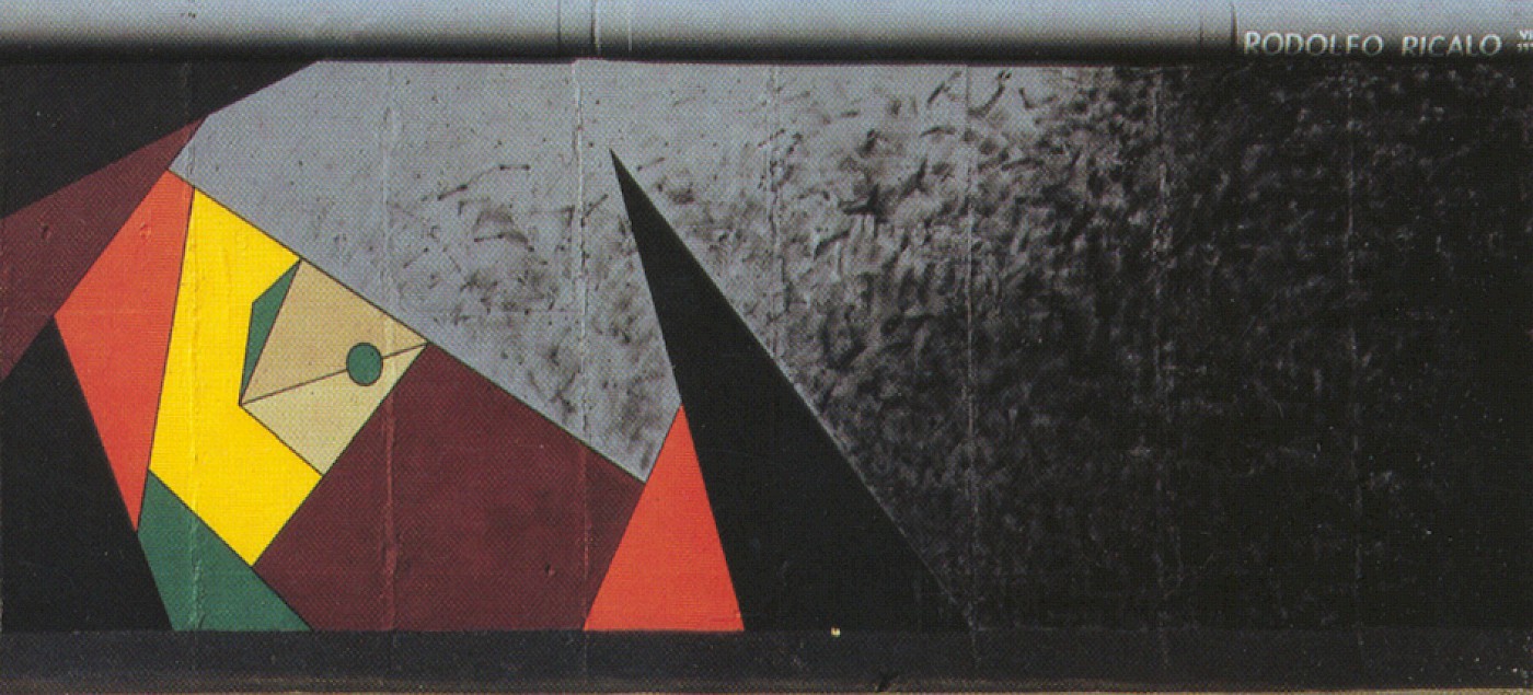 East Side Gallery: Rodolfo Ricalo, Vorsicht, 1990 © Stiftung Berliner Mauer, Postkarte