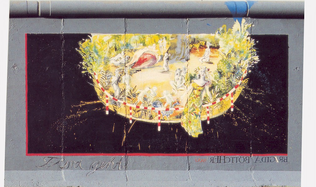 East Side Gallery: Brigida Böttcher, Flora geht, 1990 © Stiftung Berliner Mauer, Postkarte